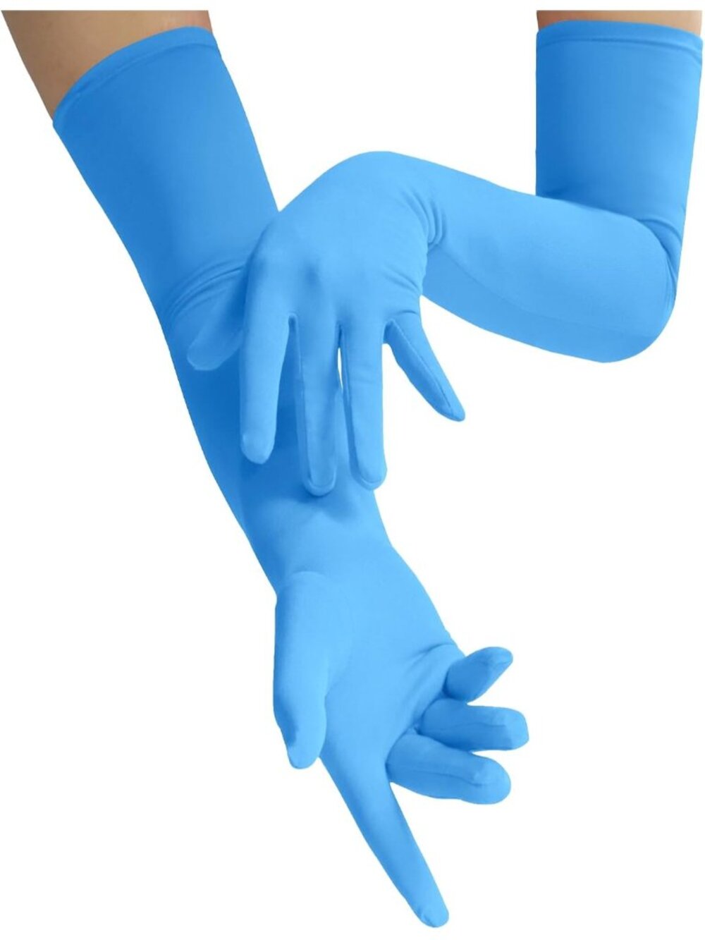 Women's Sky Blue Halloween Costume Accessories Spandex Stretch Opera Gloves